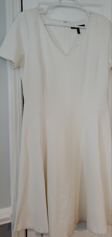 White House Black Market White Short Sleeve Fully Lined Dress Size L